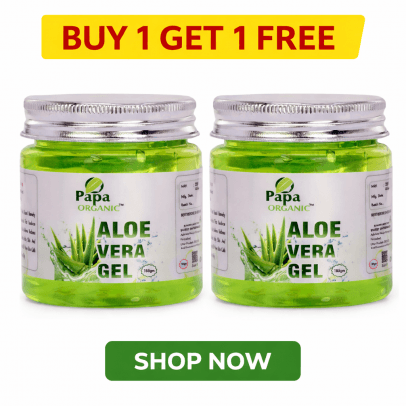 Papa Organic- Buy 1 Get 1 Free Aloe Vera Gel – 100% Pure & Natural for Skin & Hair | Limited time offer (2×185g.)